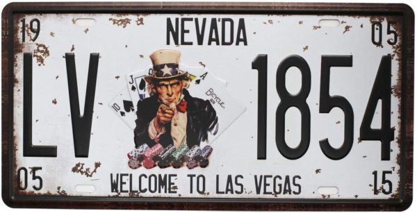 targa metallica decorativa da parete, Welcome to Las Vegas”