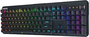 Fnatic Streak PRO Gaming Esports Tastiera Meccanica (Interruttori Cherry MX Blue, Illuminazione Multicolore RGB, Poggiapolsi ergonomico, Programmabile) Disposizione - US