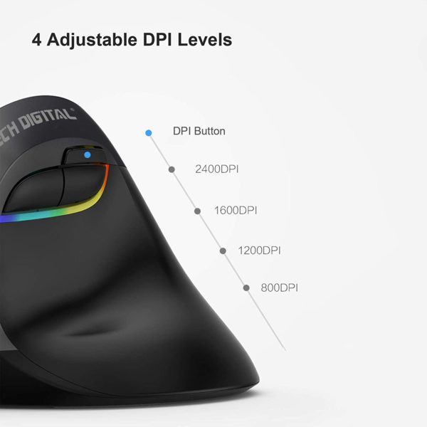 J-Tech Digital Mouse Senza Fili, verticale, ergonomico.